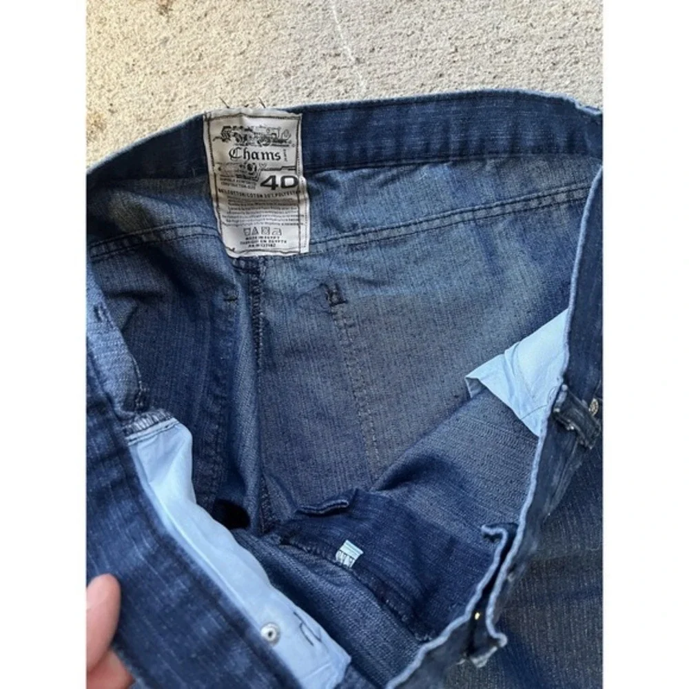 Chams Jeans Mens 40 Blue Denim Straight Leg 5 Pocket Zip Fly Dark Wash South JNC